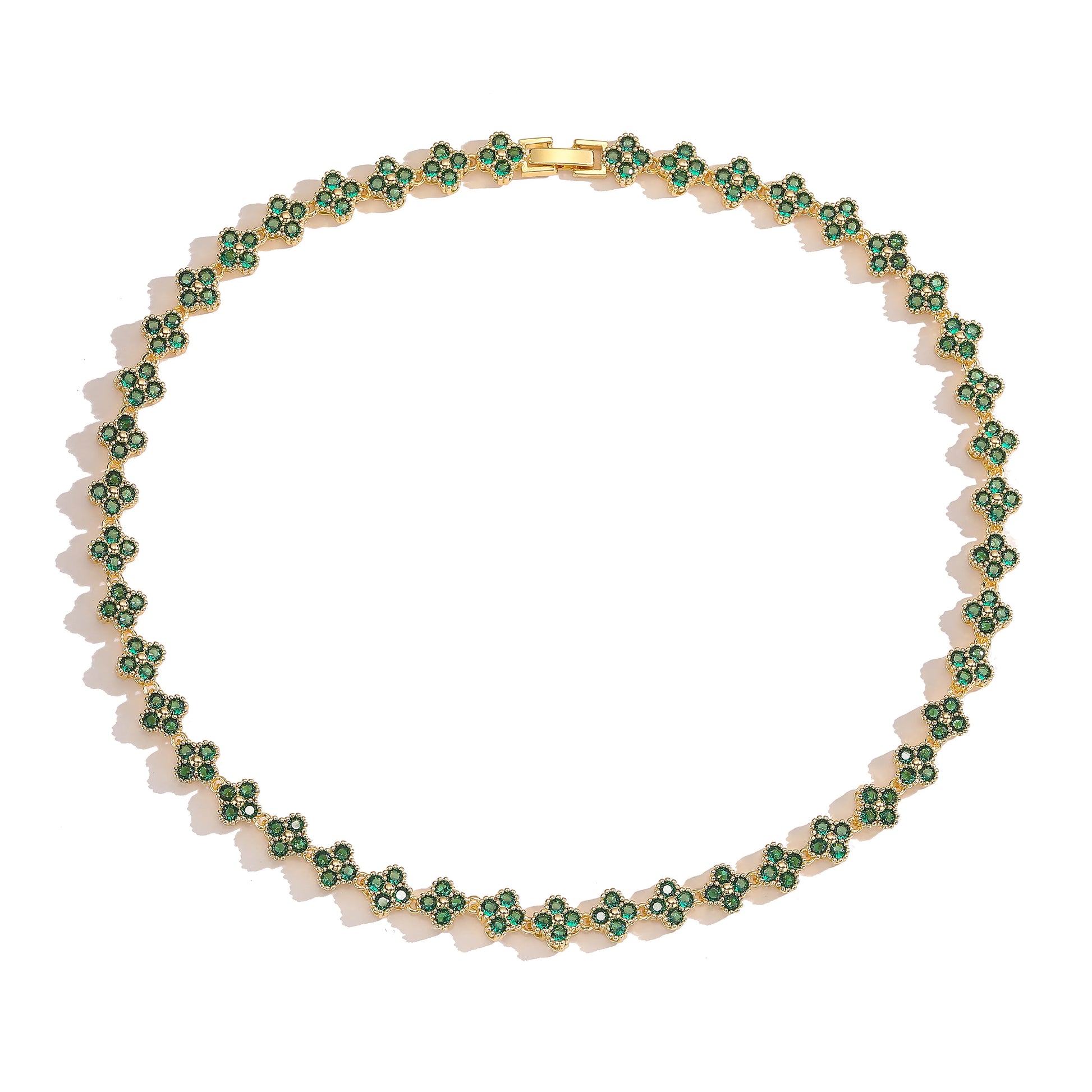 HECHENG,AAAAA Brass 18K gold-plated Flower Necklace Bracelet Jewelry Set ，for Christmas gift for women and best friend - gree