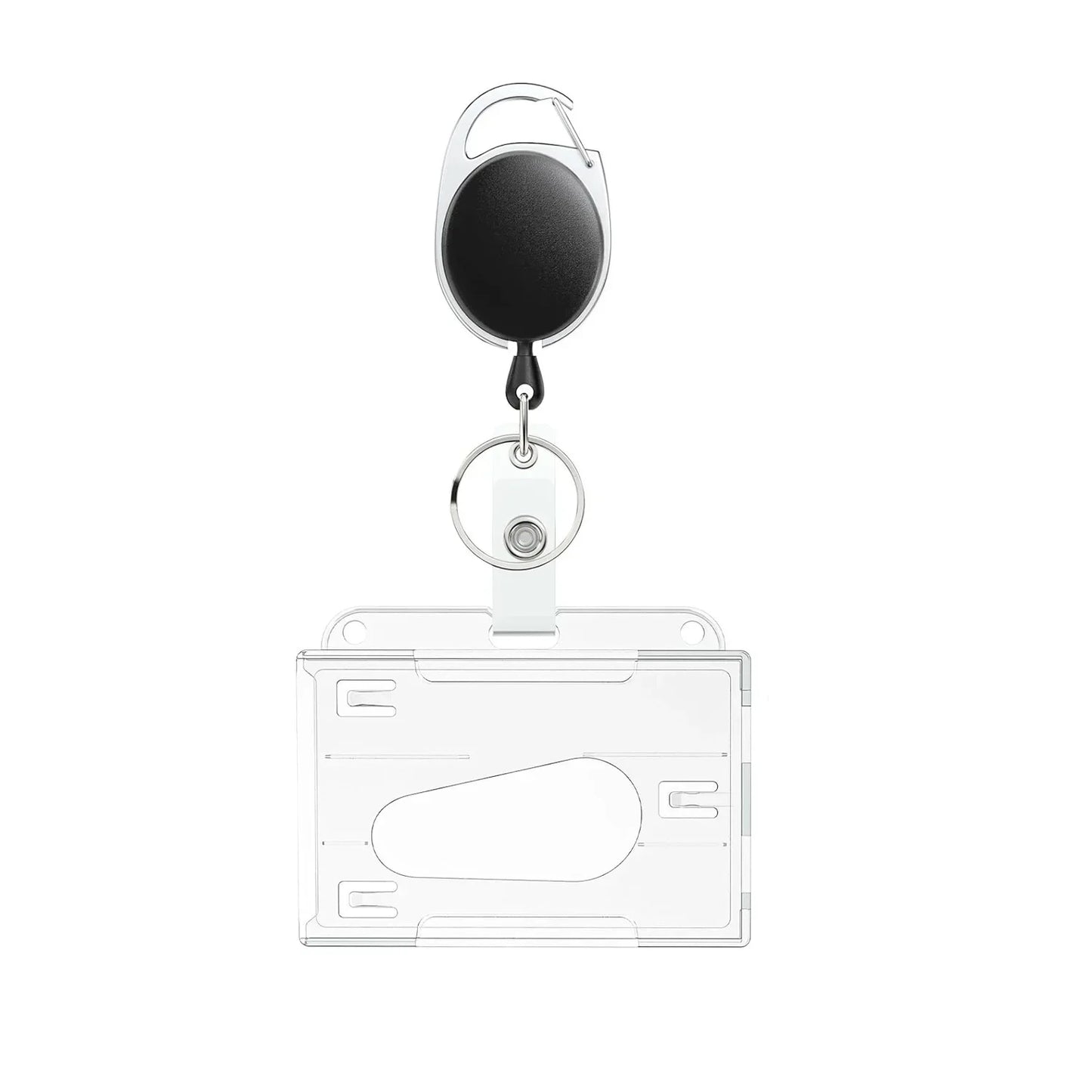 Transparent Cards Slots ID Tag Badge Holder with Badge Reel Cards Storage Organizer Employee Pass Work Card Case Sleeve - 1se