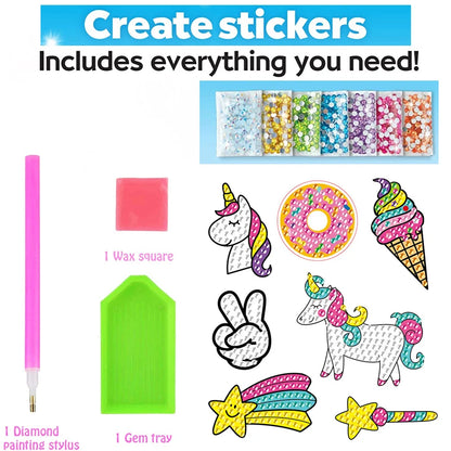 12 Create Big Gem Diamond Painting Sticker Kit Art Craft Girls Boys Unicorn Animal Sealife Magical Mosaic Dot Sticky Toys Gif