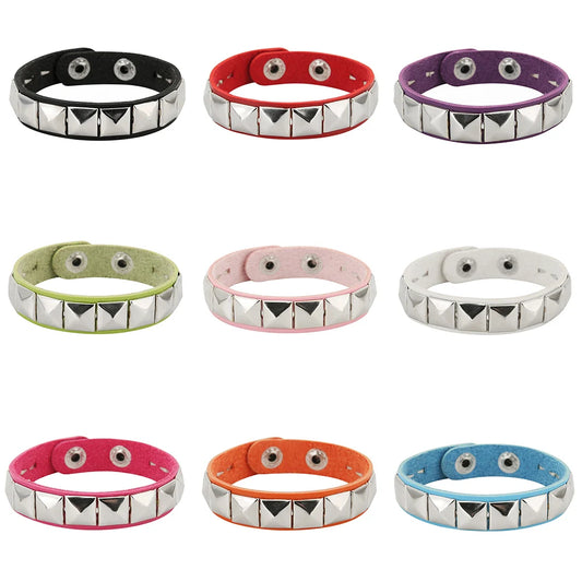 2025 One Row Punk Rock Studded Bracelet Square Spiked Leather Cuff Bracelet for Men Women \Wristband Bracelet