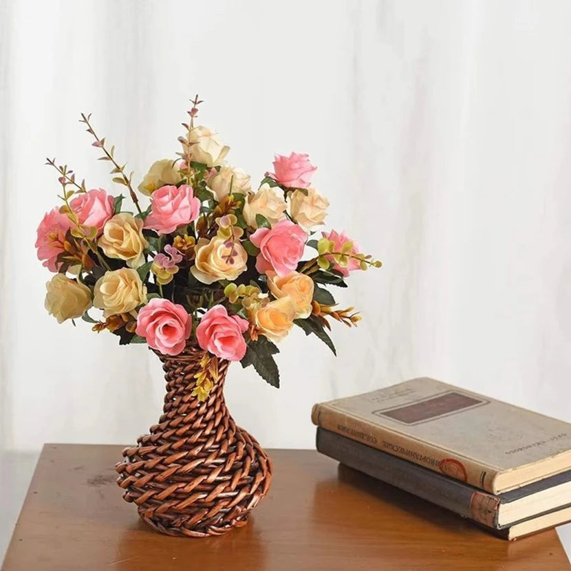 Artificial Flowers Silk Rose Wedding Home Festival Room Decoration Bride Bouquet Diy Scrapbooking Garland Wall Photography Pr