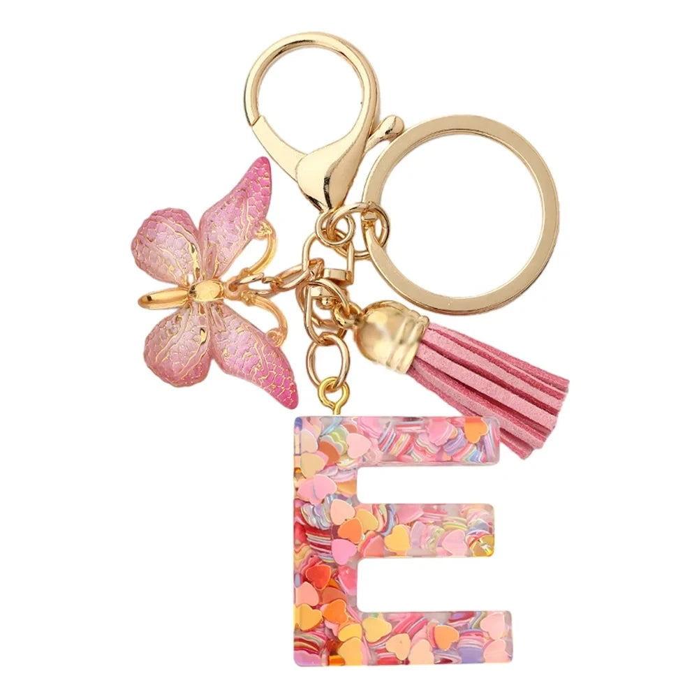 Fashion DIY A-Z Letters keychain Metal Holder Pendent Key Chain Women Car Key Ring Simple Letter Name Key Party Gift Jewelry 