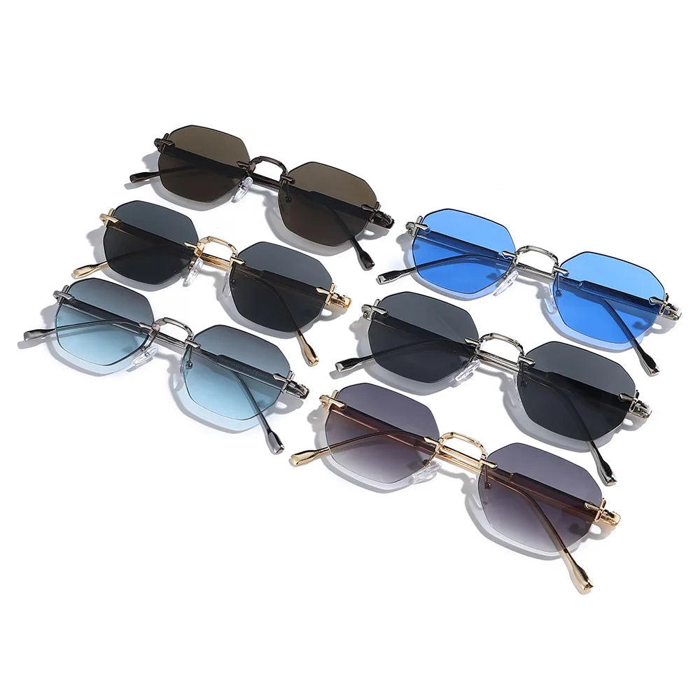 DDDLONG Retro Fashion Rimless Punk Y2k Sunglasses Women Men Sun Glasses Vintage UV400 Outdoor Shades D686