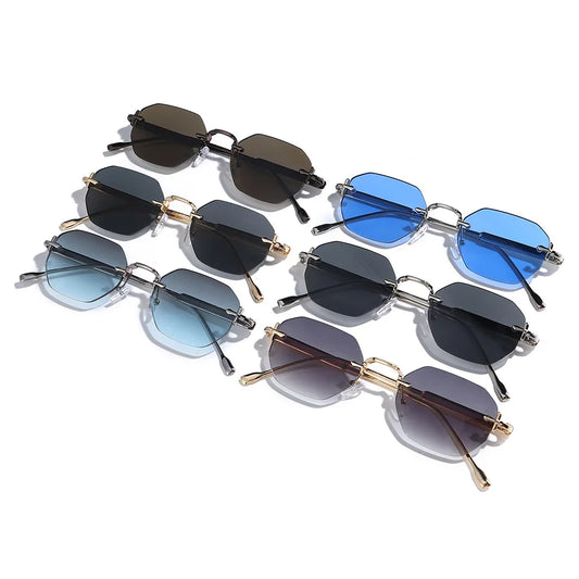 DDDLONG Retro Fashion Rimless Punk Y2k Sunglasses Women Men Sun Glasses Vintage UV400 Outdoor Shades D686