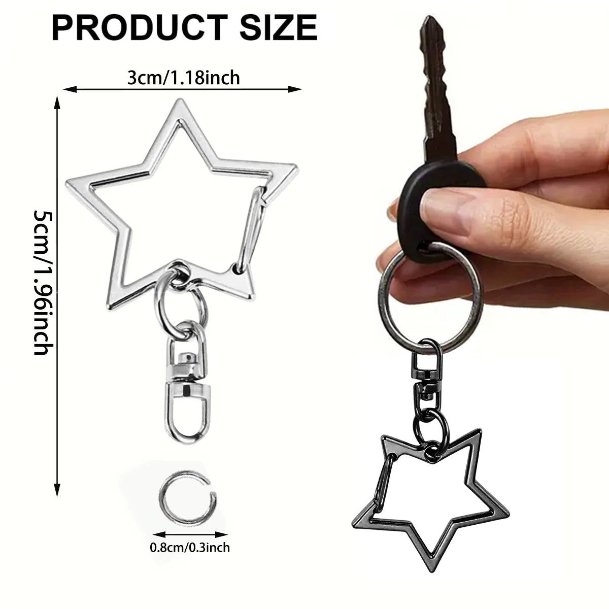 5/15/25/50 Sets Star Shaped Snap Keychain Lobster Claw Clasp with Hanging Buckle Jump Ring for DIY Crafts Jewelry Accessory G