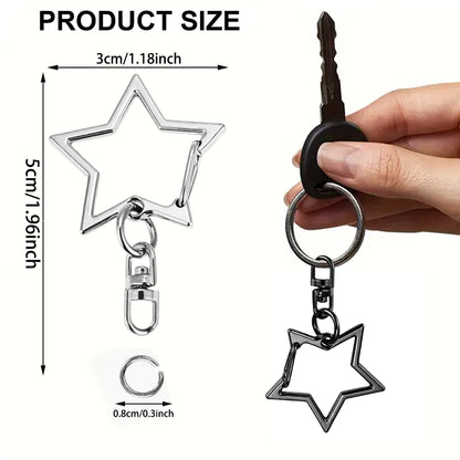 5/15/25/50 Sets Star Shaped Snap Keychain Lobster Claw Clasp with Hanging Buckle Jump Ring for DIY Crafts Jewelry Accessory G