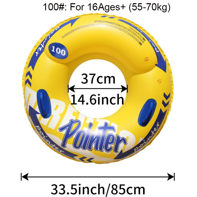 Double Balloon Inflatable Swimming Ring，Beach toys Pool Floaties for Adults,Swim Inner Tube for Pool - Yellow 100