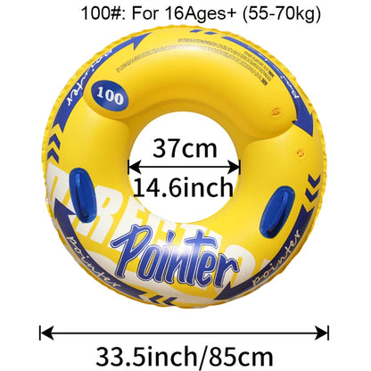 Double Balloon Inflatable Swimming Ring，Beach toys Pool Floaties for Adults,Swim Inner Tube for Pool - Yellow 100