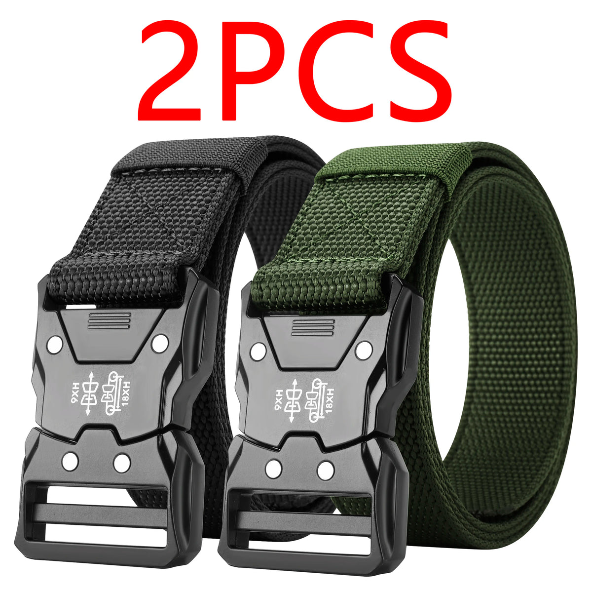2PC Tactical Waist Belt - Durable Automatic Buckle, Perfect for Outdoor Adventures, Unisex Accessories for Men and Women - 2P