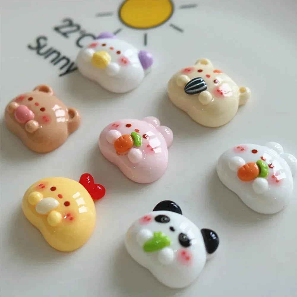 10PCS Shiny Feeding Animals Series Miniature Flat Back Resin Cabochons For Hairpin Scrapbooking DIY Home Decor Craft Accessor