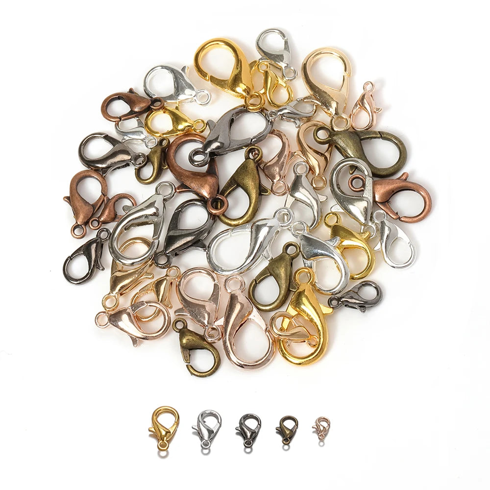 100pcs 10/12mm Alloy Lobster Clasps for DIY Handmade Chain Necklace Bracelets Pendants Jewelry Making Accessories