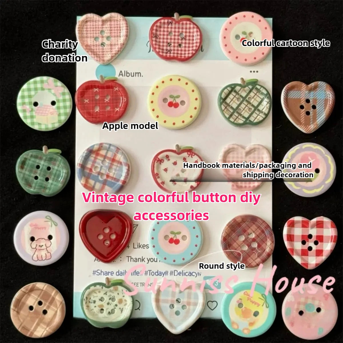 25Pcs Mixed Color Handmade Resin Round 2/4-hole Button for Sewing Clothes Accessories Crafts Scrapbooking DIY Apparel Supplie