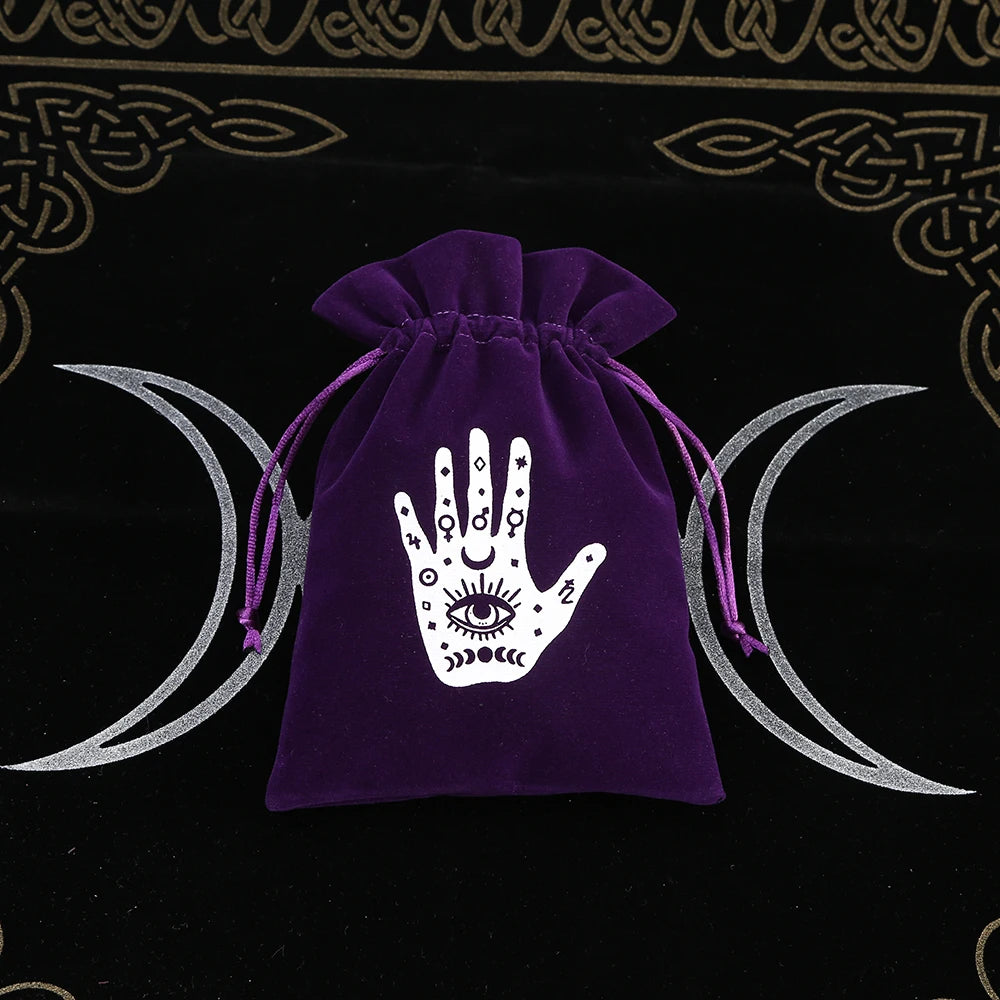 1Pcs Tarot Storage Velvet Bag Drawstring Suede Pocket Board Game Card Embroidery Package Witchcraft Supplies for Altar Tarot 