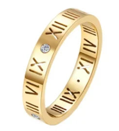 Personality Round Beads Ring Band Small Clear Crystal Zircon Waterproof Stainless Steel Rings Simple Granular Fine Jewelry - 