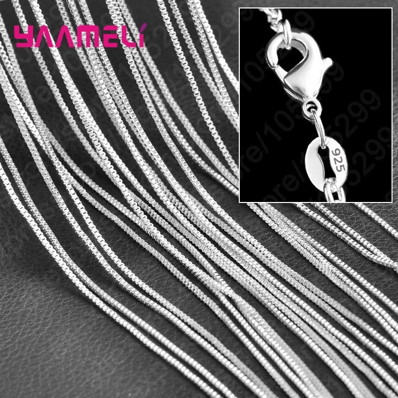 10PCS Pure 925 Sterling Silver Charm Link Chain Necklace Jewelry with Strong Smooth Lobster Clasps 16-30 Inches