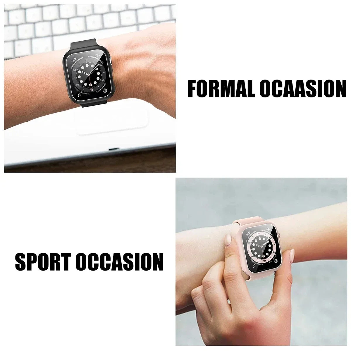 Glass+Cover For Apple Watch case 44mm 40mm 41 42 45 mm 49mm 46mm Screen Protector iWatch series Ultra 10 9 8 7 6 SE 5 Accesso