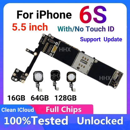 No ICloud ID Lock For iPhone 6s Full Chips Motherboard Support iOS Update Clean ICloud Logic Board With Touch ID Mainboard