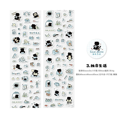 Journal GO 6.5x200cm Kitten Life Diary Tape Sticker Decorative Collage Adhesive DIY Scrapbooking Masking Tape Lovely Cat Stic