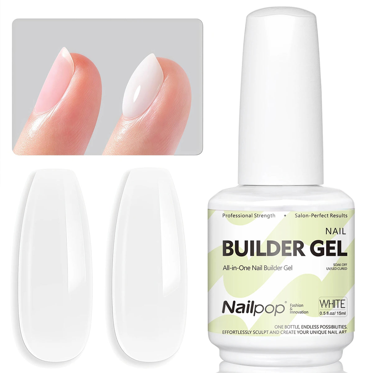 Nailpop 7IN1 Multi-Functional Builder Gel 4Colors Extension Strength Apex Building Base for Beginner Friendly Manicure 15ml