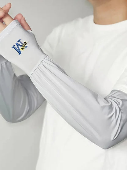 1 Pair Mens Ice Arm Sleeves Sunscreen Elastic Driving Gloves Outdoor UV Protection Arm Cover Sleeves Lightweight Cool Muff Ne