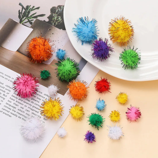 100-Pack Assorted Color Pom Poms, 1-3cm Fluffy Craft Pom Poms for DIY Home Decor and Sewing