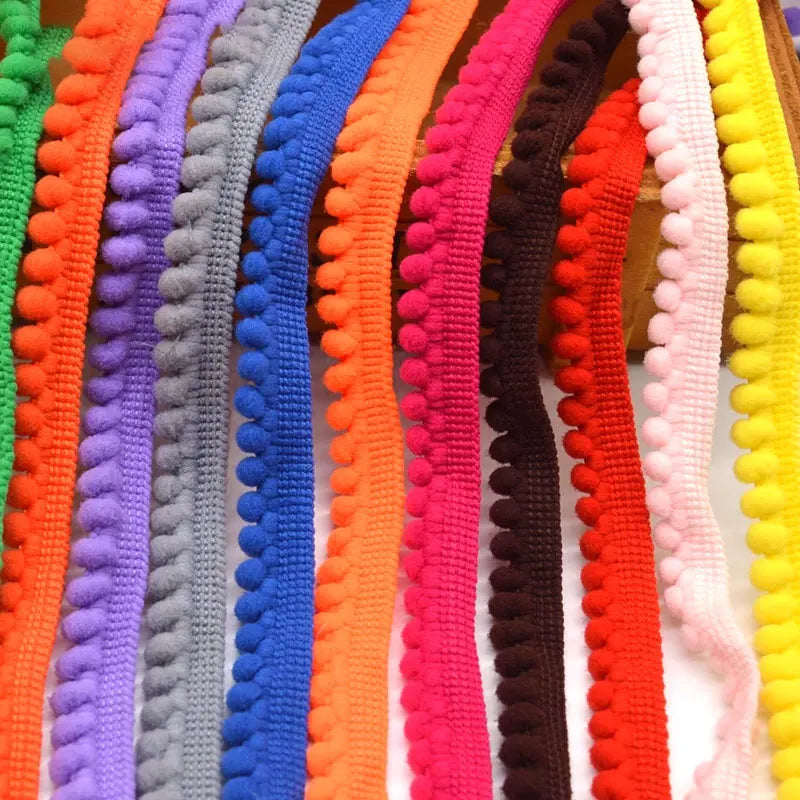 5/10Meters Mini Pom Pom Trim Ball Fringe Ribbon Lace Trim DIY Sewing Fringe Pompoms Lace for Pillow Curtains Home Decor 35Col