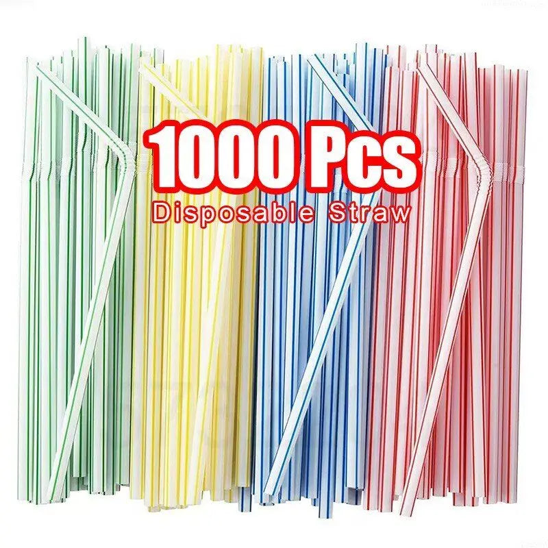 50-1000Pcs Drinking Straws Colorful & Black Rietjes Flexible Wedding Party Supplies Drinking Straws Kitchen