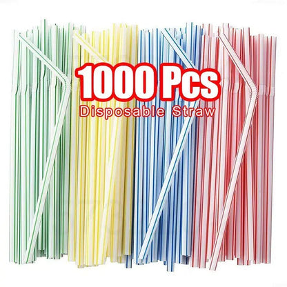 50-1000Pcs Drinking Straws Colorful & Black Rietjes Flexible Wedding Party Supplies Drinking Straws Kitchen
