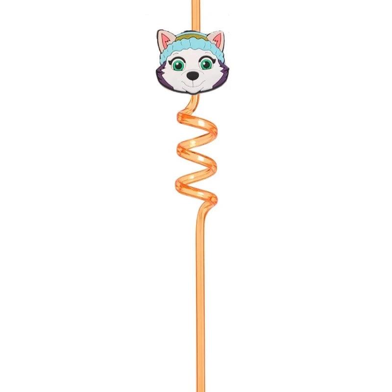 6Pcs Paw Patrol Straws Food Grade Spiral Pipette Kids Boys Girls Birthday Party Decoration Baby Shower Party Supplies Gifts -