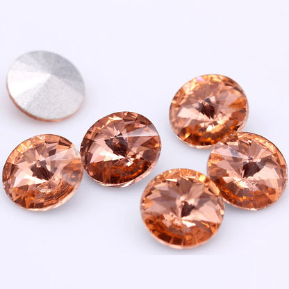 Fantastic 6/8/10/12/14/16/18/25MM Rivoli Cabochons Round Fancy Rhinestone Crystal For Applique Clothing Garment Decoration Be