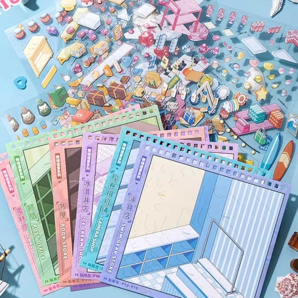 Store Code Goods Store Code Goods Series Sticker Stacking Sticker 3D Design Sticker Book Scene Collection DiY Cut Design