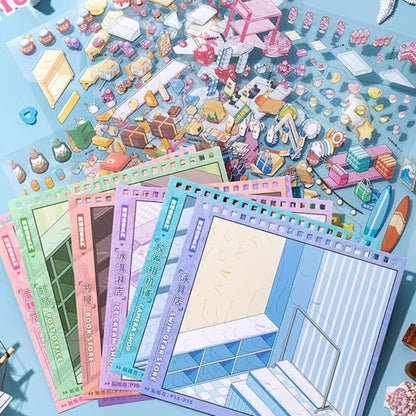 Store Code Goods Store Code Goods Series Sticker Stacking Sticker 3D Design Sticker Book Scene Collection DiY Cut Design