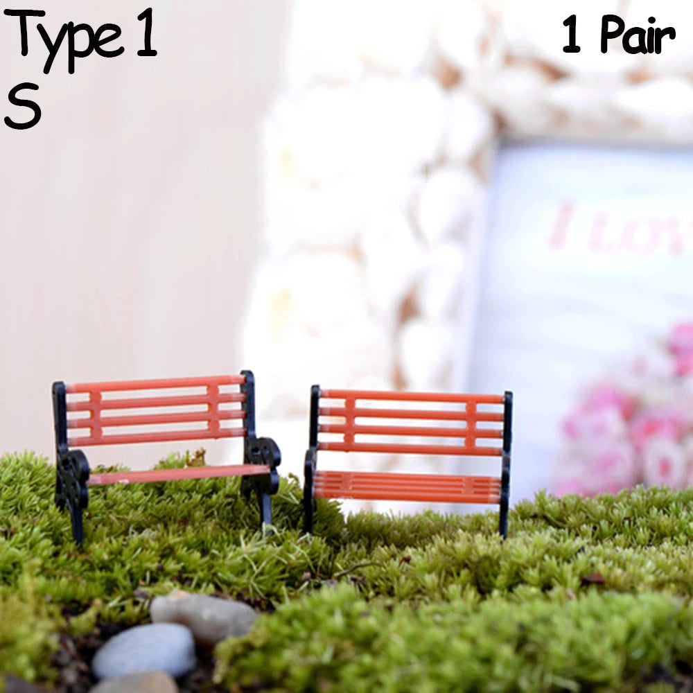 3pcs Table Chairs Miniature Set Mini Fairy Garden Furniture Ornaments Kit for Dollhouse Accessories Home Micro Landscape - St