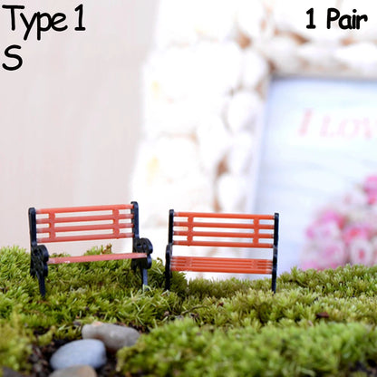 3pcs Table Chairs Miniature Set Mini Fairy Garden Furniture Ornaments Kit for Dollhouse Accessories Home Micro Landscape - St