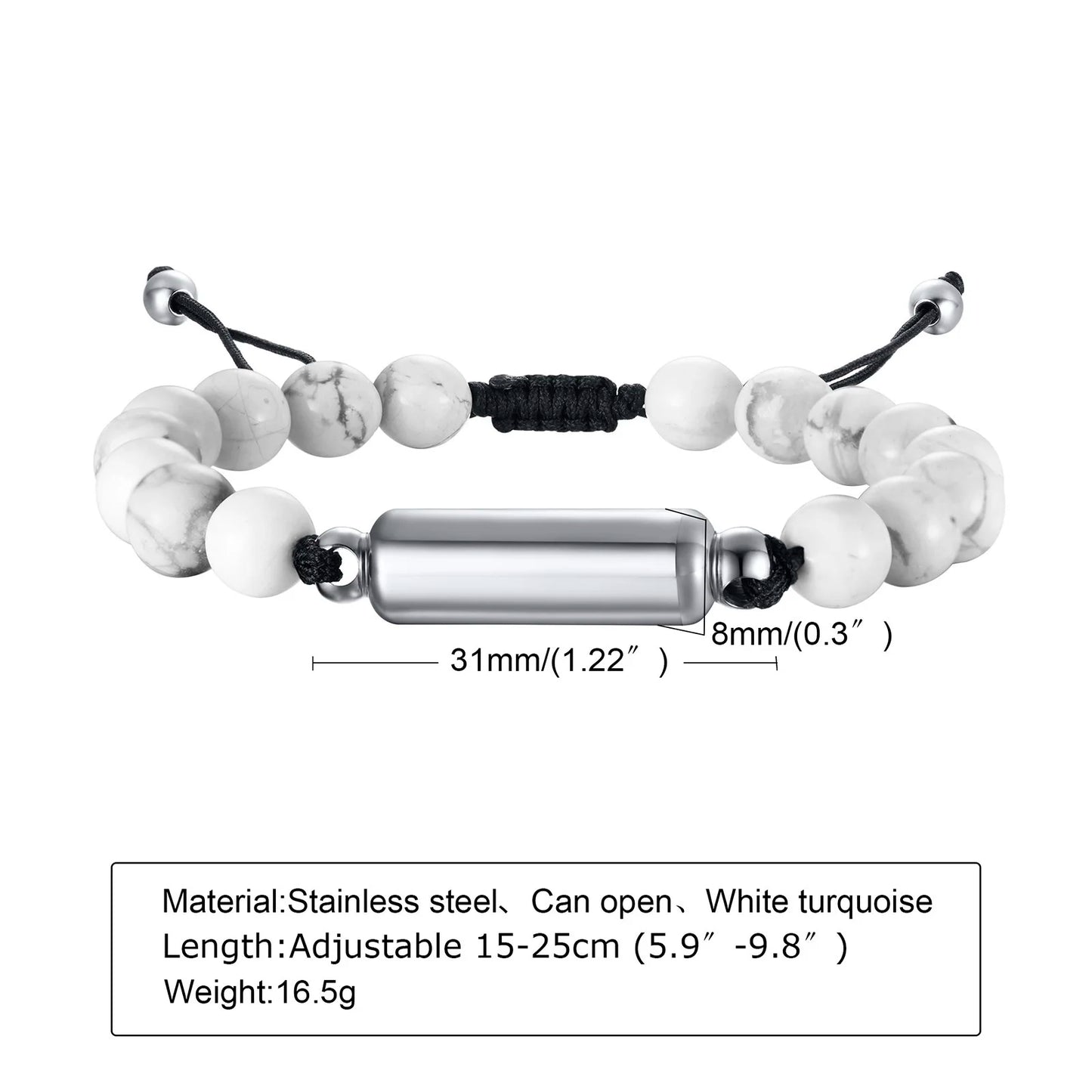 Cremation Urn Bracelets For Men,adjustable Tiger Eye Beads Chain Wristband Pet Family Papa Ashes Holder Stainless Steel Jewel