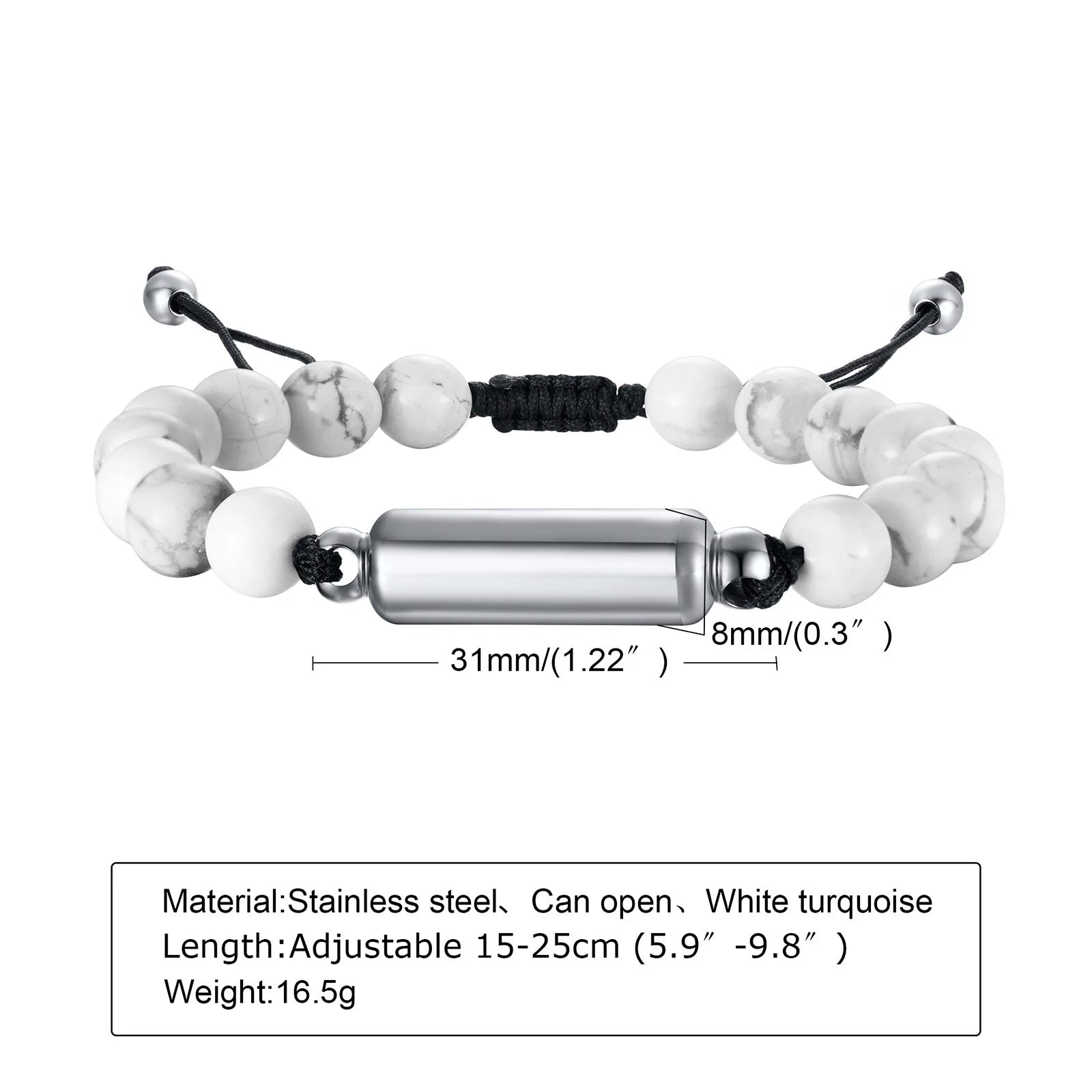Cremation Urn Bracelets For Men,adjustable Tiger Eye Beads Chain Wristband Pet Family Papa Ashes Holder Stainless Steel Jewel