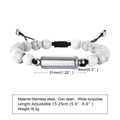 Cremation Urn Bracelets For Men,adjustable Tiger Eye Beads Chain Wristband Pet Family Papa Ashes Holder Stainless Steel Jewel