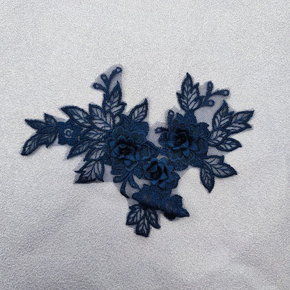 Lace Applique Sew on Patch Fabric 1Pair Embroidery Flower Exquisite Trim Patches Crafts Stickers Bag Gown Decoration Wholesal