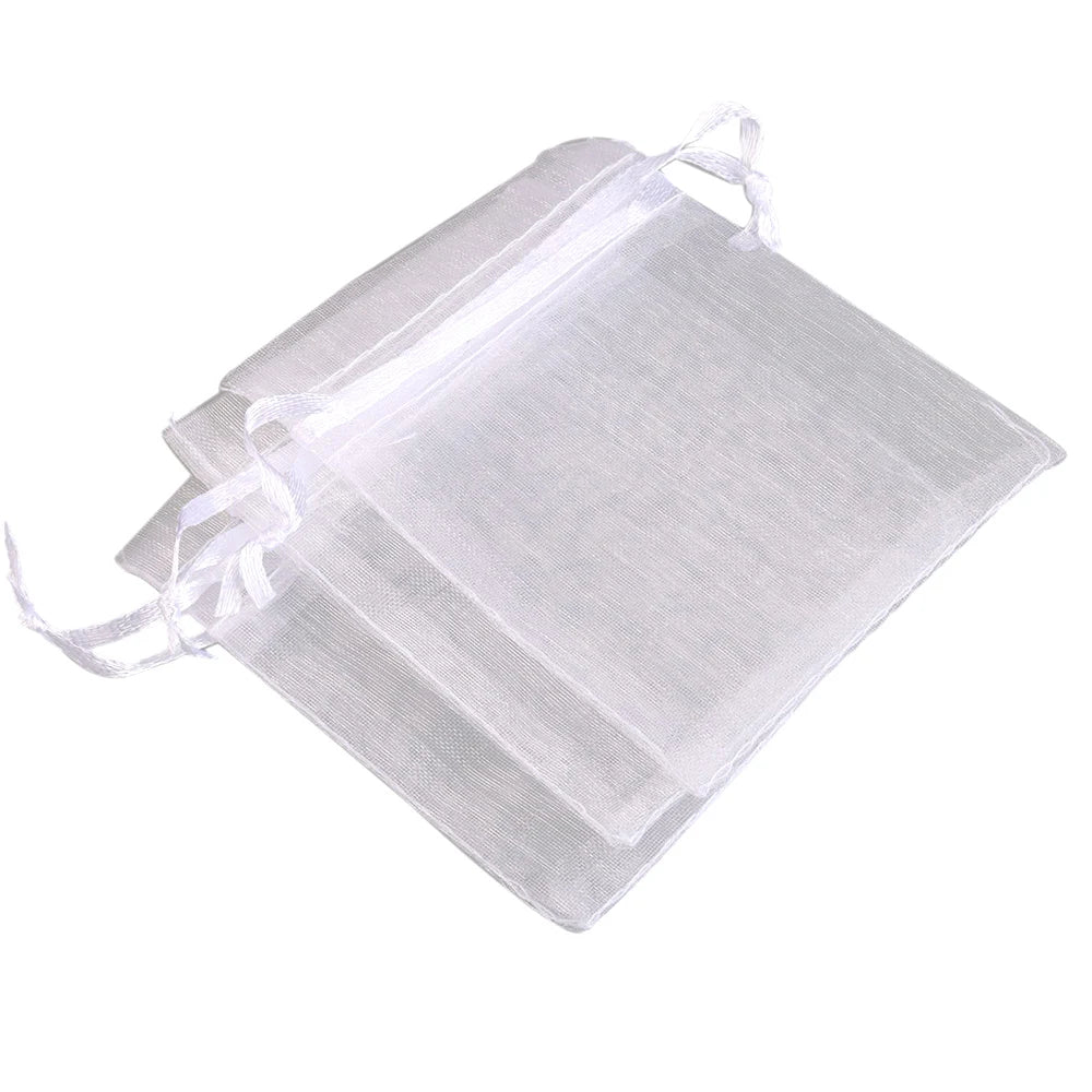 50/100pcs/lot Organza Gift Bag For Jewelry 24 Colors Drawstring Pouches For Wedding Christmas Candy Gift Bags Jewelry Packing