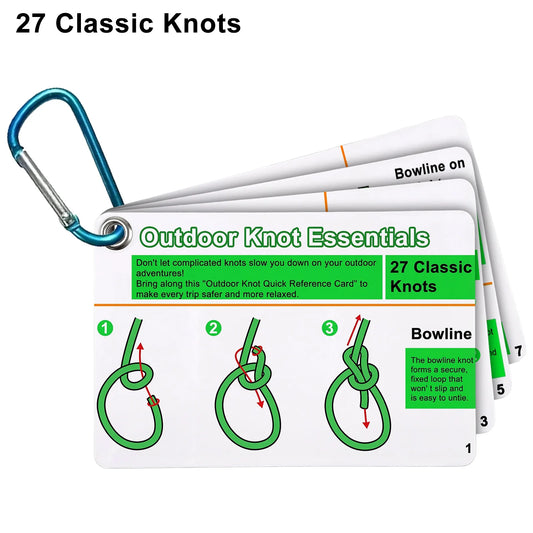 Rock Climbing Knot Cards Includes 27 Rope Knots,with Mini Carabiner to Clipping,Waterproof Knot Tying Cards Ultimate Knot Gui