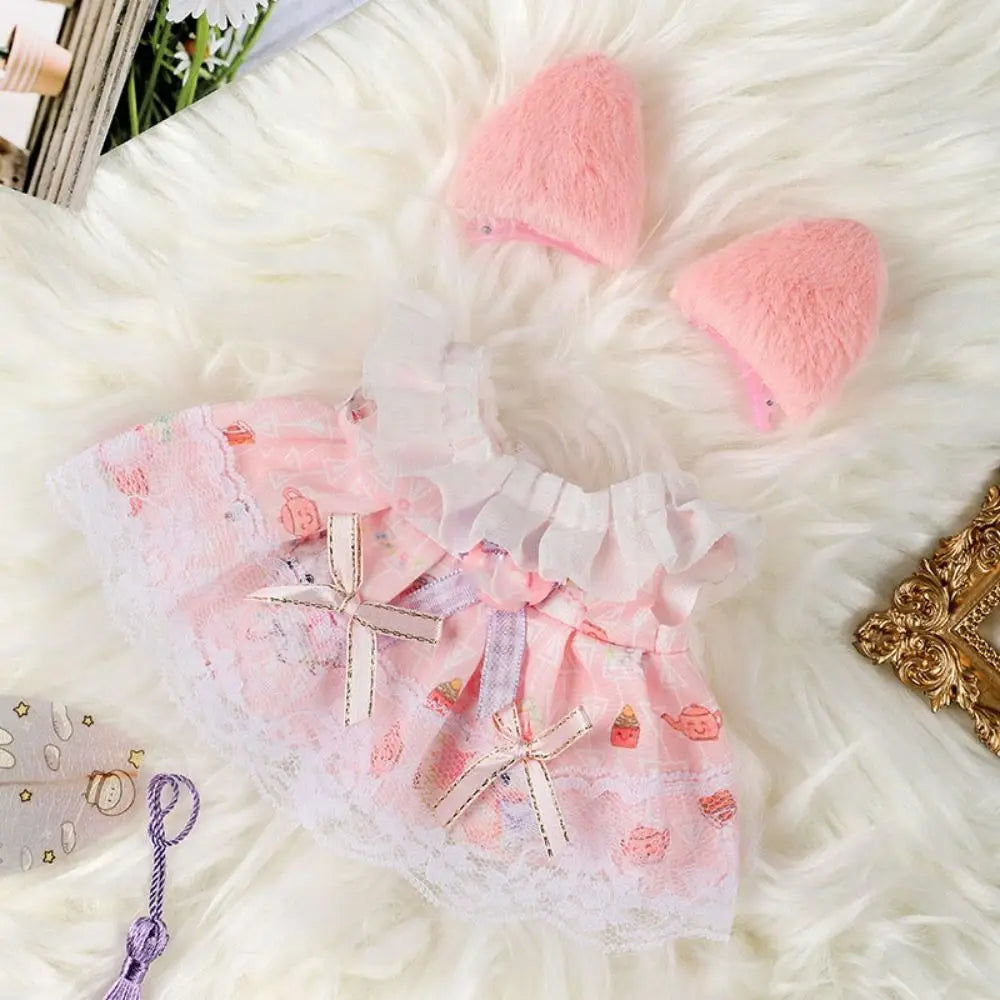20cm Cotton Doll Clothes With Headwear Bow Headband Accessories Plush Dolls Dresses Skirt Decoration for EXO Idol Doll Access