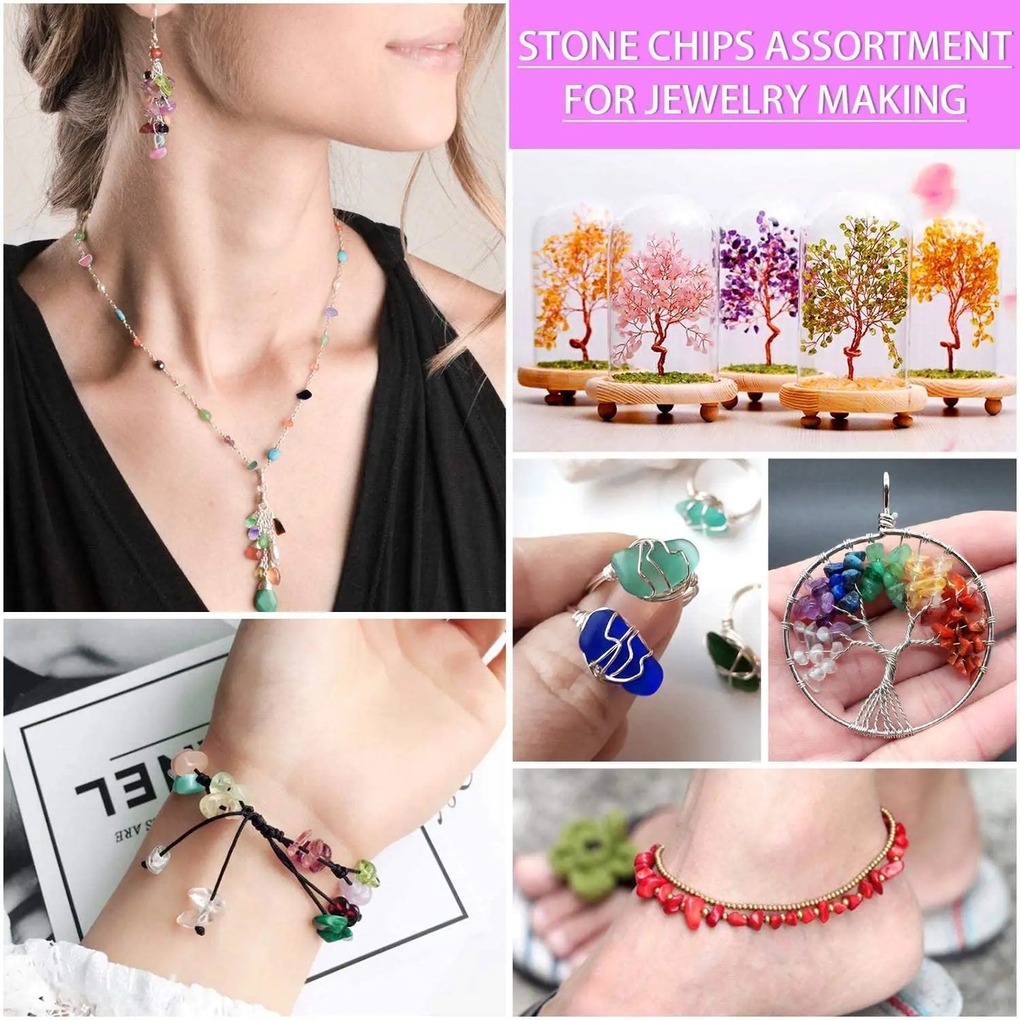 Natural Stone Chips Beads 3-5-8-12mm Irregular Gravel Beads For Jewelry Making Freeform Beads Diy Necklace Bracelet 15''