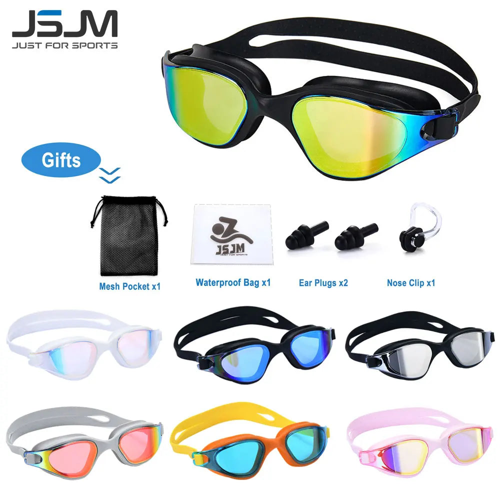 Unisex Adult Swimming Goggles – Anti-Fog Swim Glasses for Men & Women – Adjustable Silicone Waterproof Professional Swim Eyew