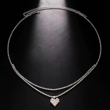 Luxury Rhinestone Double Chain Water Drop Waist Chains Body Jewelry for Women Crystal Body Belly Chain Body Decoration Access