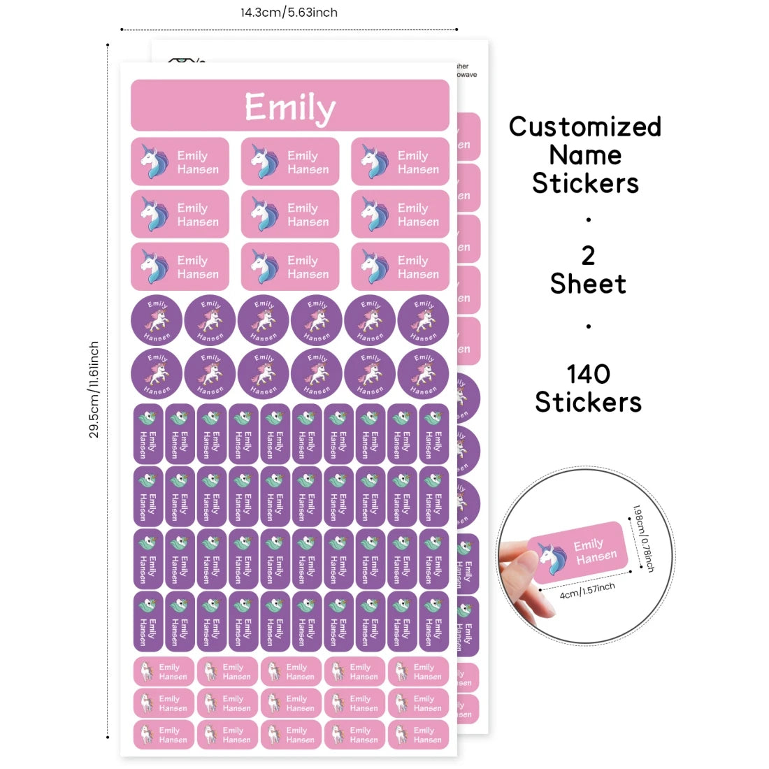 TREES 140PCS Custom Waterproof Name tags Stickers ,cartoon style, nakrjki na ubrania imie，autocollants personnalisés prenom,