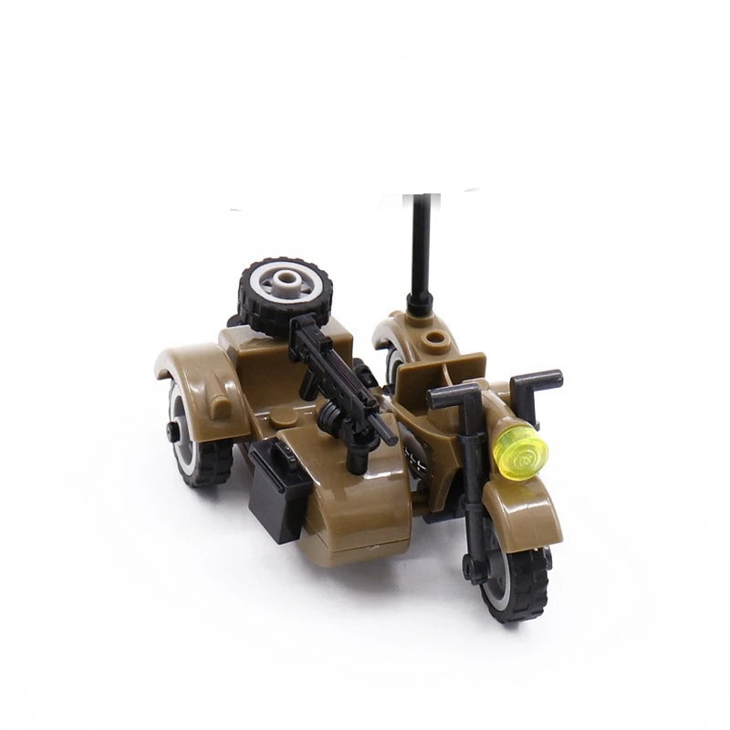 Military Weapon Motorcycle Many Colors Toys For Children Accessories War II Transportation Facility Militaries Compatible Blo