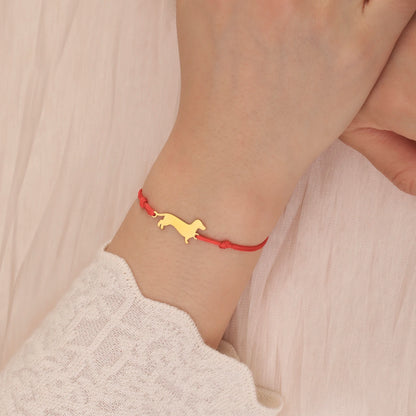 Cute Dachshund Dog Stainless Steel Bracelet for Women's Valentine's Day Commemorative Day Jewelry and Gift