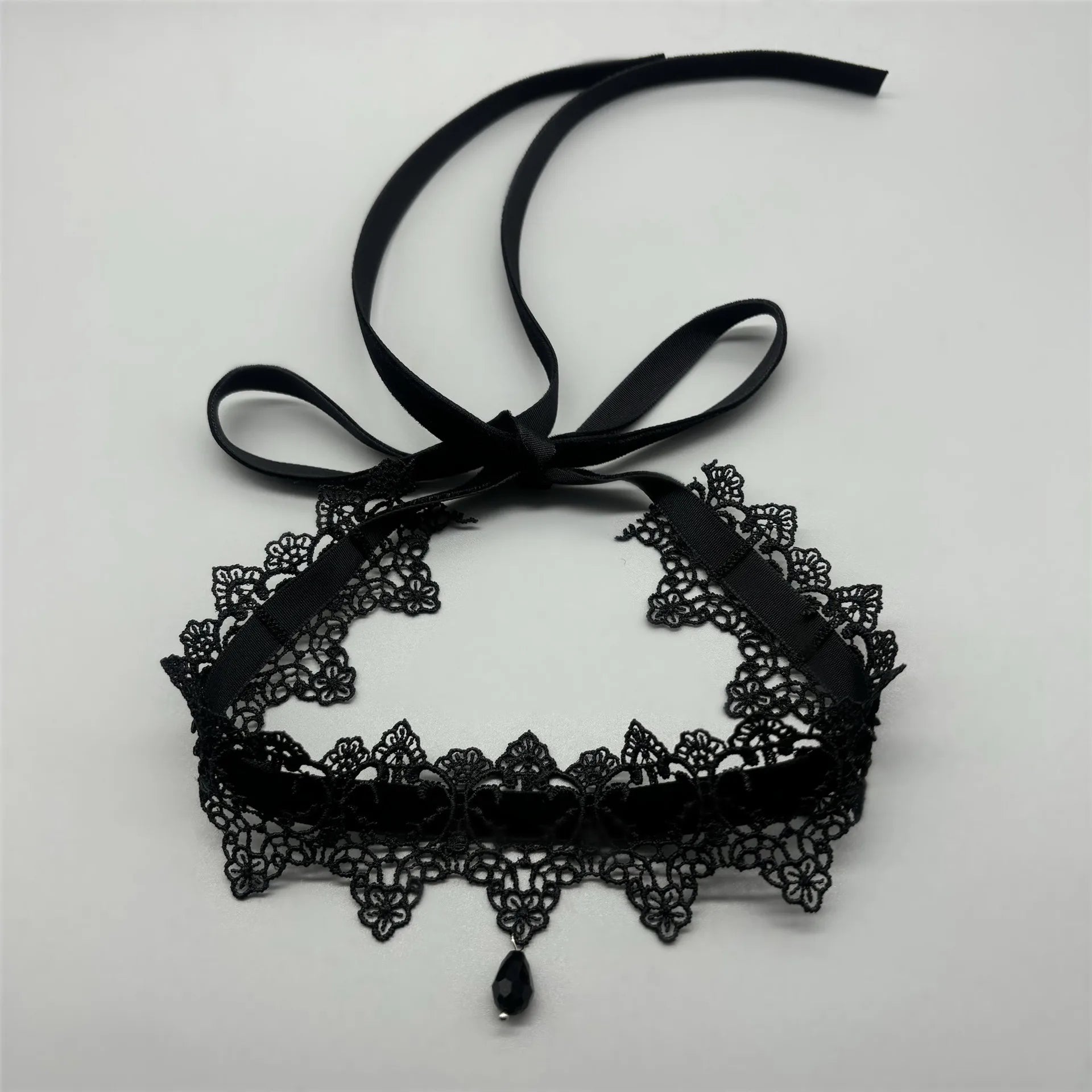 2026 New Sexy Lace Flower Necklace for Women Gothic Punk Velvet Collar Choker Black Waterdrop Pendent Necklace Strap Bow Jewe