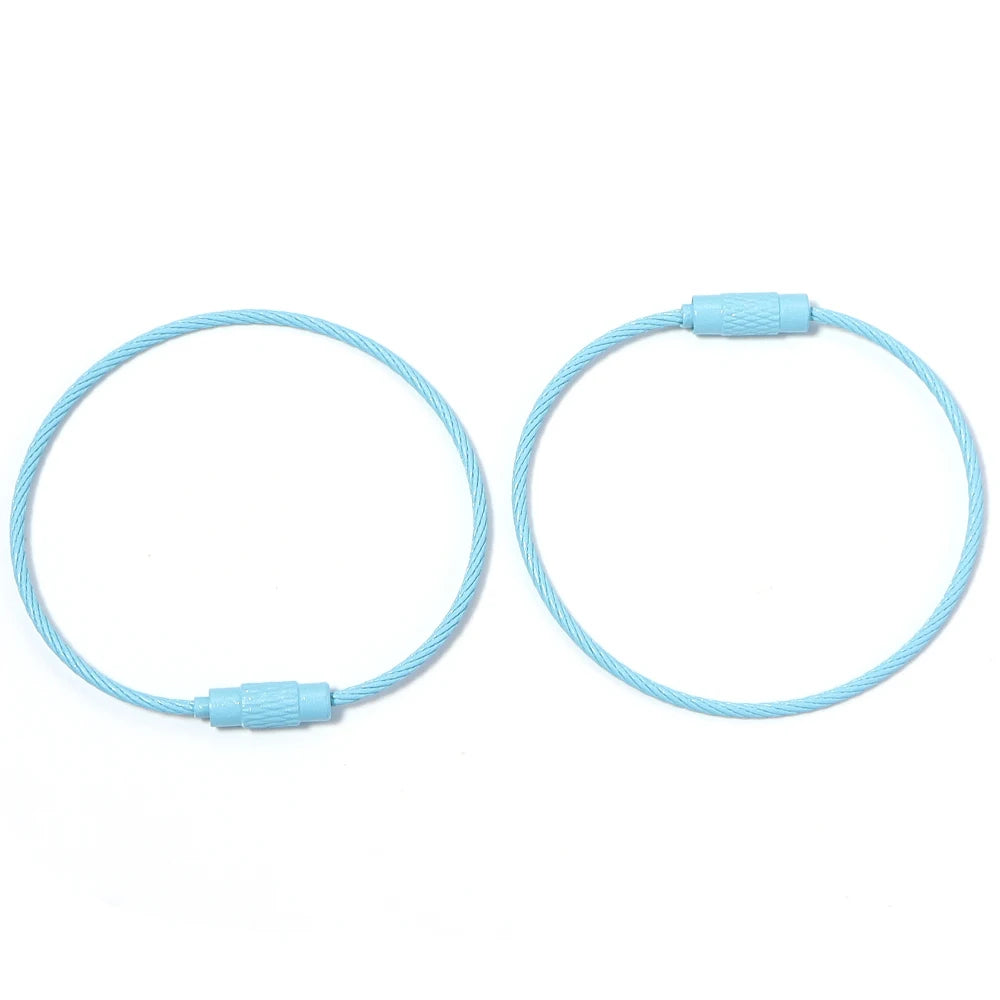 10pcs/lot Stainless Steel Wire Keychains Colorful Round Cable Loop Screw Lock Rope Rings For DIY Keyrings Key Chains Accessor