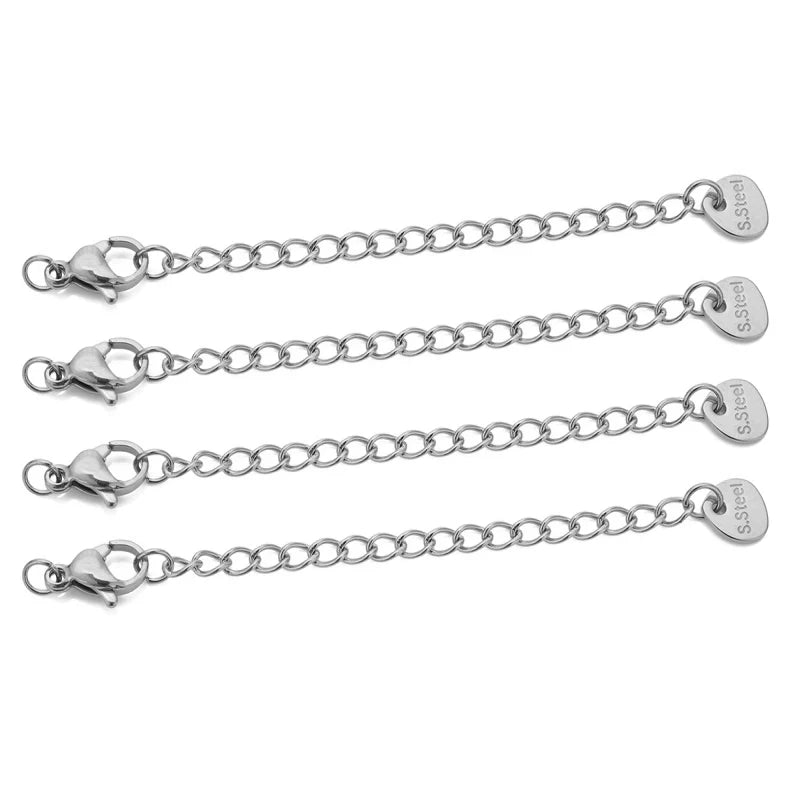 10pcs Stainless Steel Extension Chains with Lobster Clasps Connector Link Necklace Tail Making DIY Bracelet Accessories Suppl
